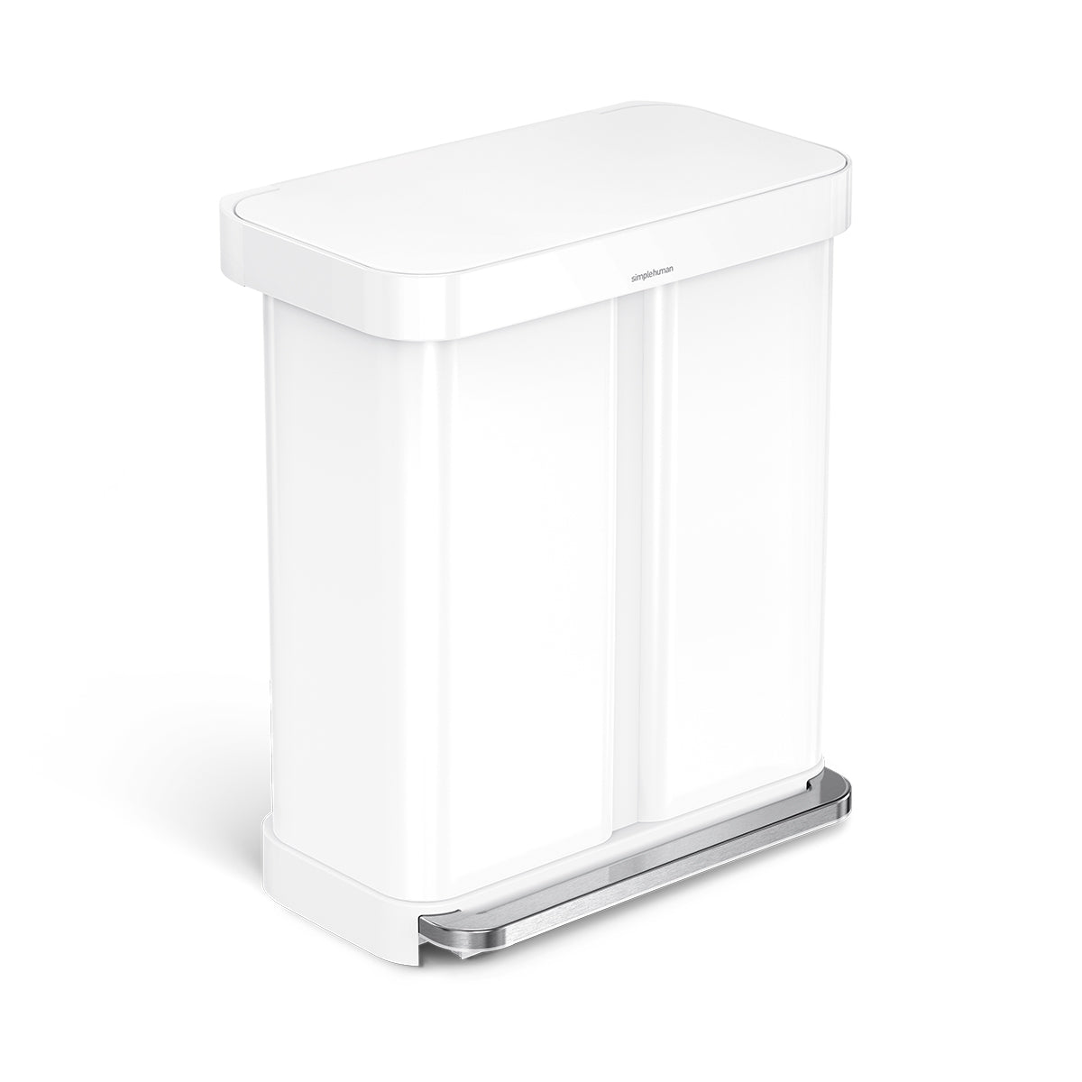 58L Dual Compartment Rectangular Step Can with Plastic Lid, White [Club Sku]